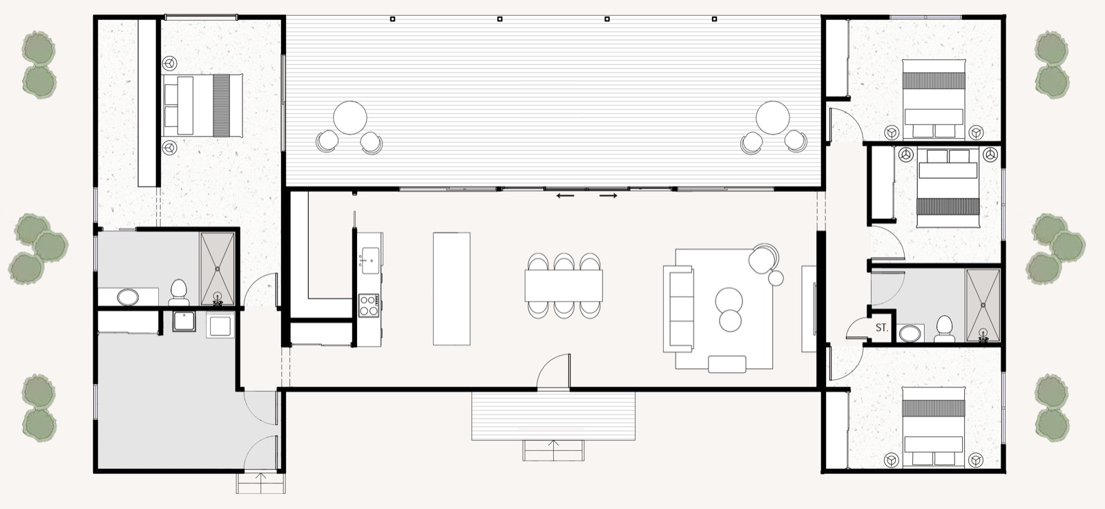Pelican Bay Retreat floor plan — 4 bedroom layout